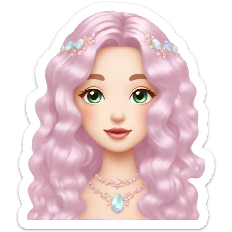 Dreamy pretty VOGUE elegant kawaii shiny pastel lady pastelcore kawaii beautiful hair cottagecore jewels trending aesthetic sticker