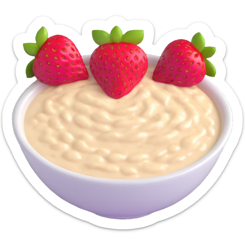 creamy oatmeal porridge with strawberry slices on top sticker