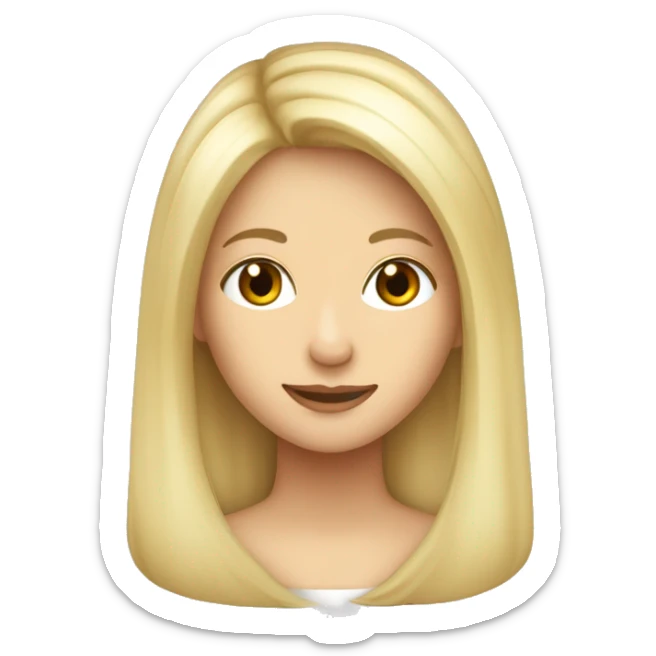 Jeune fille cheveux très long blonde platine amoureuse fait un bisous sticker