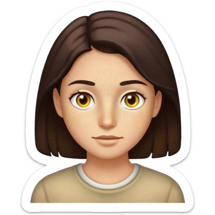 Dark brown hair, dark hazel eyes, light freckles, and a yellowish-brown complexion. sticker