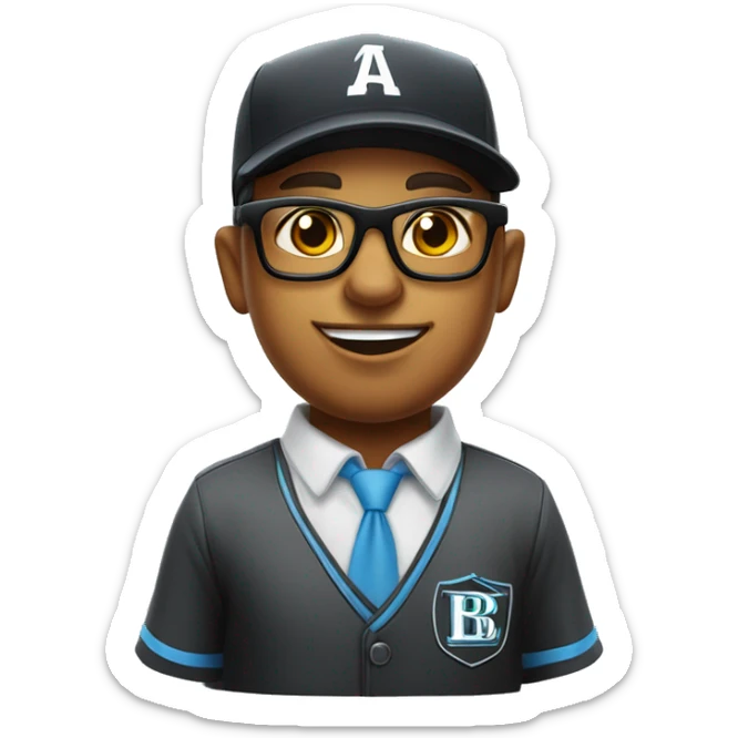 Mulatto star umpire confident business young adult cat pfp with smart glasses, eyes gleaming with redemption sticker