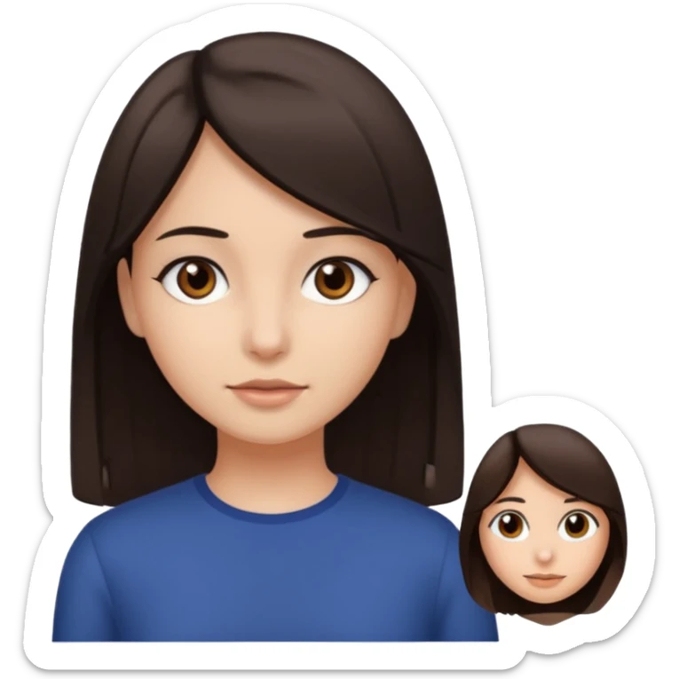 Can you make a girl with dark brown eyes with dark brown hair straight medium hair length sticker