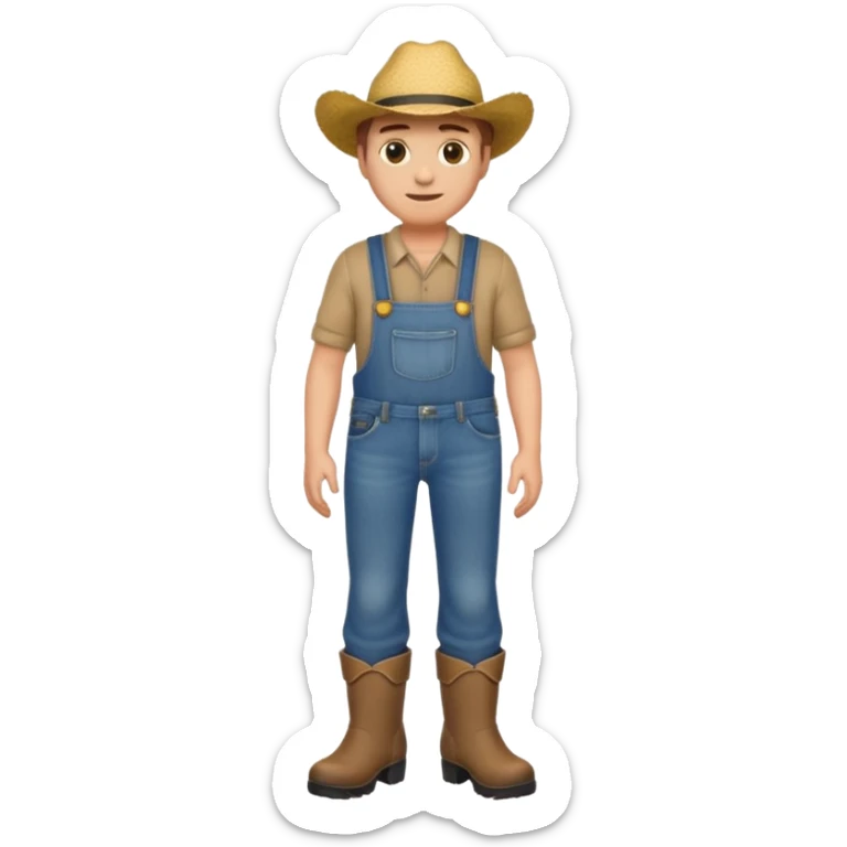 lower body of a male farmer wearing jeans and boots, emoji style sticker