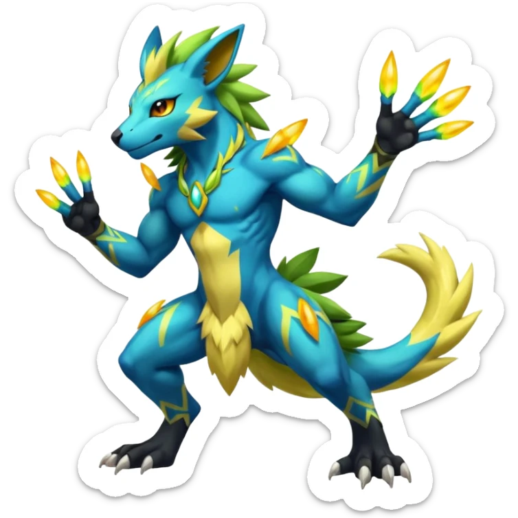 Tribal furry anthropomorphic Colorful Fruity Gay Manectric-Electrike-Zeraora-Zygarde-fusion-hybrid-creature  sticker