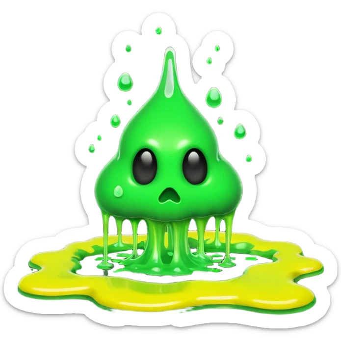 3D render of Green Ooze Puddle, toxic waste aesthetic, neon green bubbling liquid, caution yellow metal, industrial warning texture, . sticker