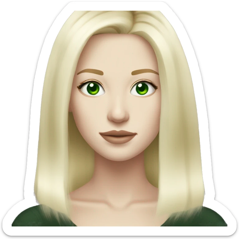 Pale skin, green eyes, straight shoulder length blonde highlight hair sticker