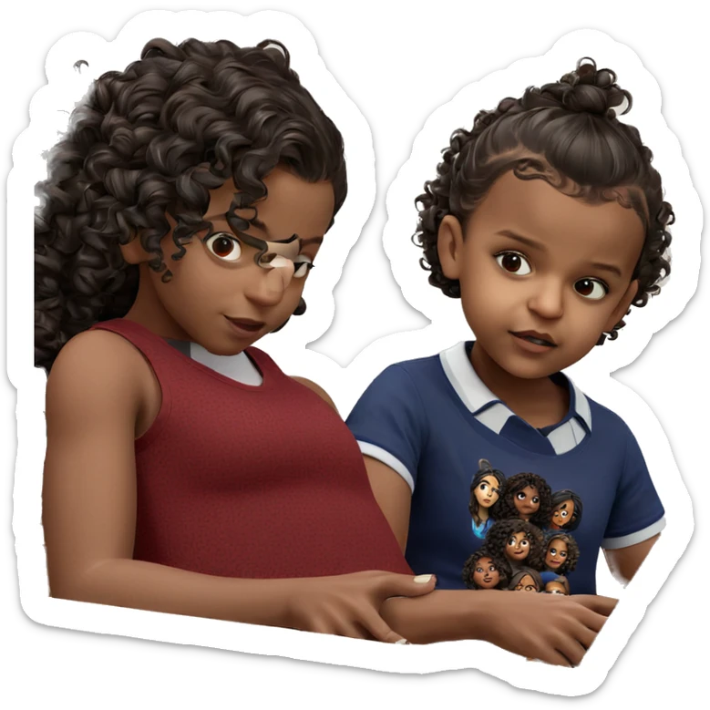 dark-skinned girls with curly hair sticker