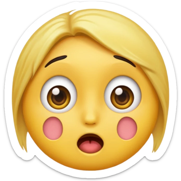 A normal shocked emoji (the one with the blush) and don't have the eyebrow make it yellow based like apple face emojis sticker