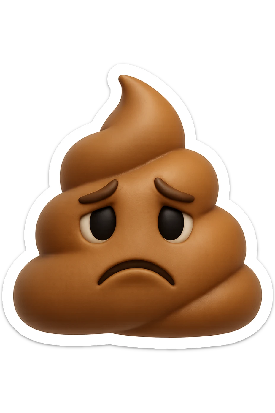 EMOJI STILE IPHONE 3D DI UNA MONTAGNETTA DI FECI A PALLINE CON ESPRESSIONE TRISTE, IPERREALISTICO 4K sticker