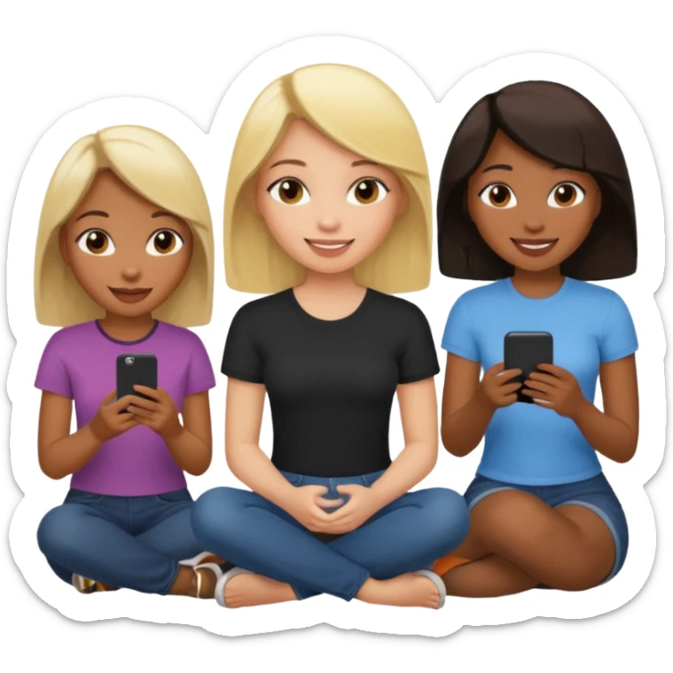 black woman with blonde hair and brunette friends sitting and chatting sticker