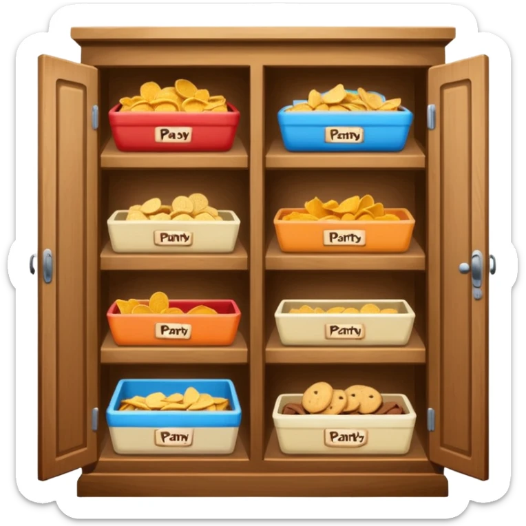 A snack pantry with the words The Pantry written on the front of it  sticker