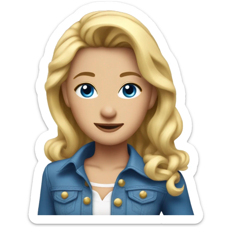 Cowgirl with blonde hair and Blue eyes in blue clothes  and that dances  sticker