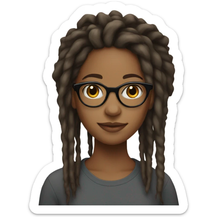 black girl teenager with locs and glasses sticker