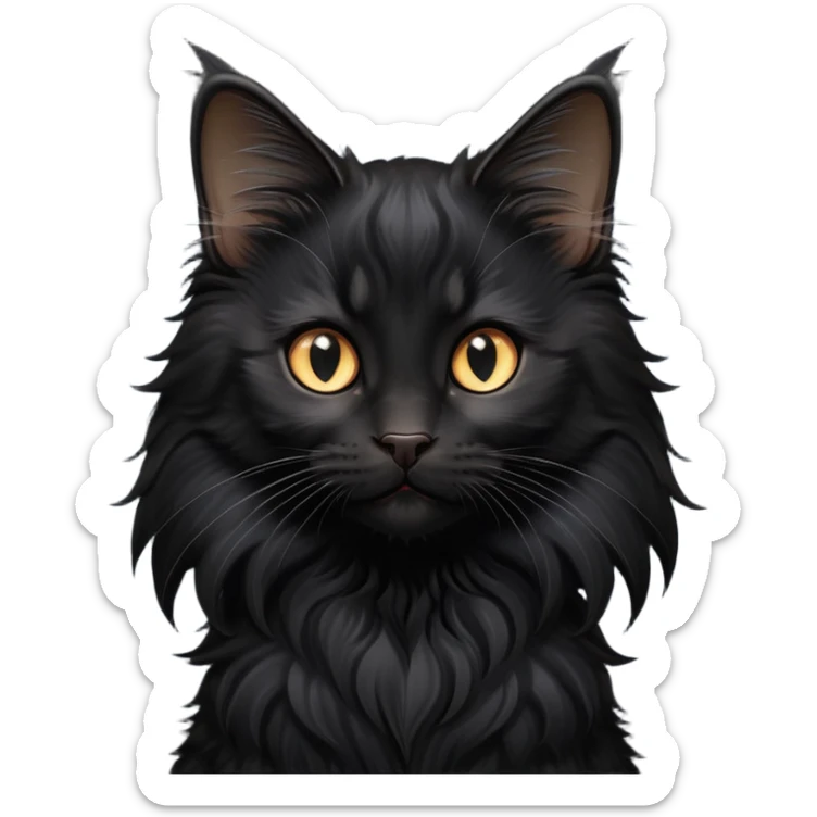 cinematic-black-maine-coon-kitten-portrait-emoji,-head-tilted-playfully-and-inquisitively,-sleek--black-fur,-simplified-yet-adorable-features,-highly-detailed,-glowing-with-a-warm,-friendly-glow  sticker