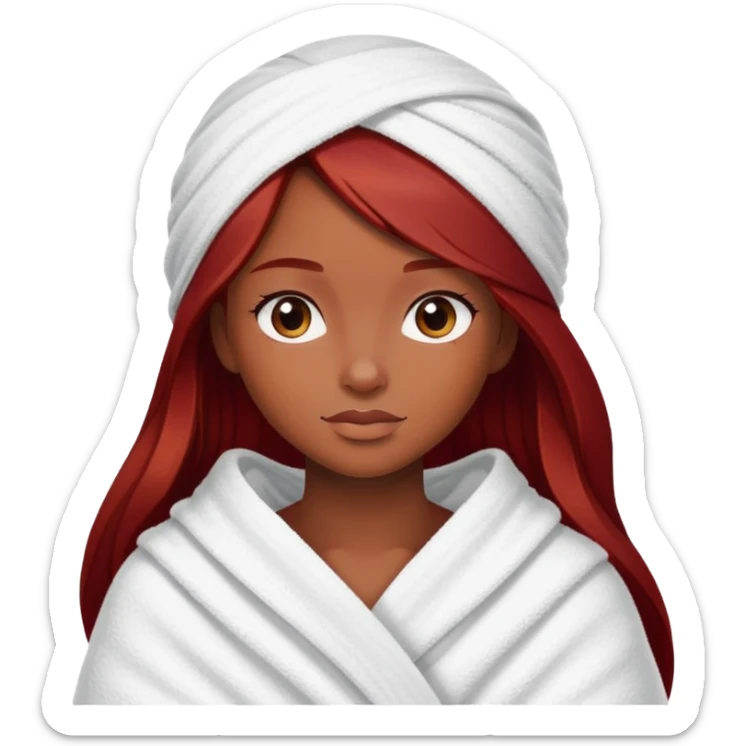 dark long red hair brown skin girl in towel sticker