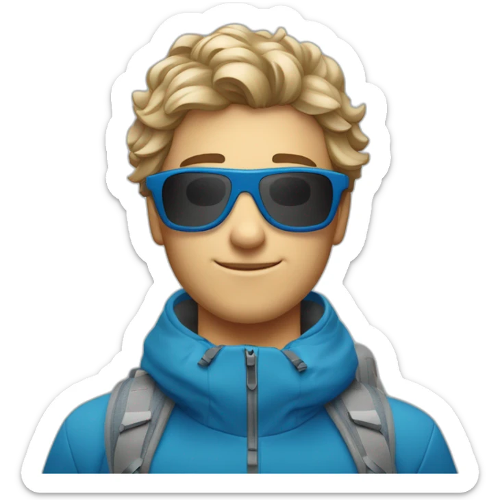 Un jeune homme blanc avec les cheveux bleus et des lunettes de ski sticker