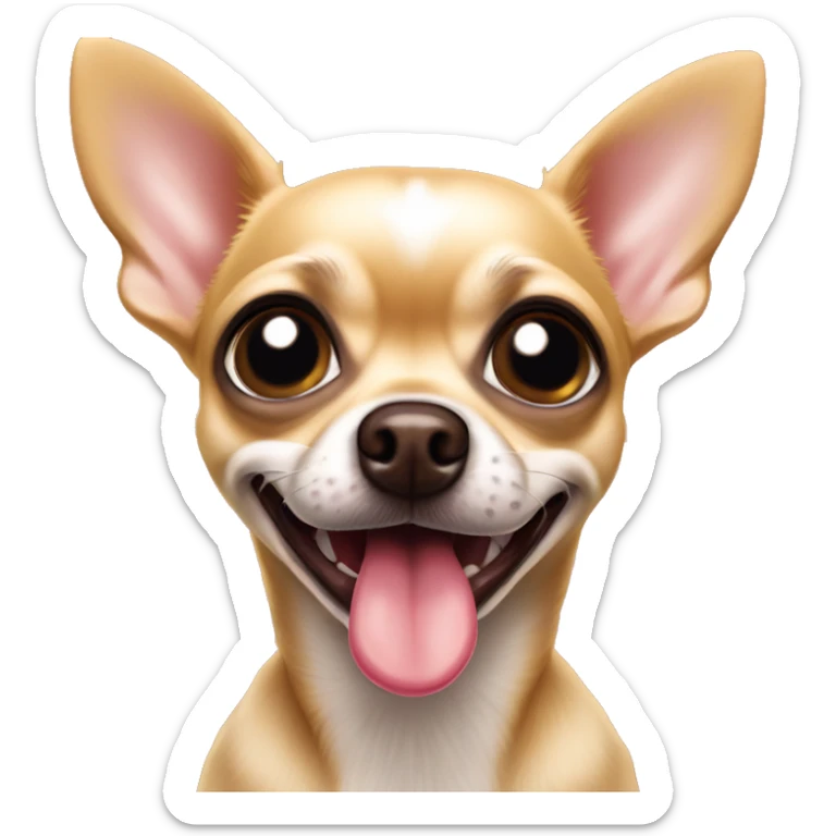 Dirty blonde chihuahua big eyes tongue out no teeth sticker