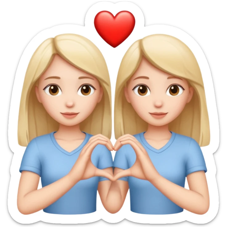 Besties making heart from hand and fair skin tone  sticker