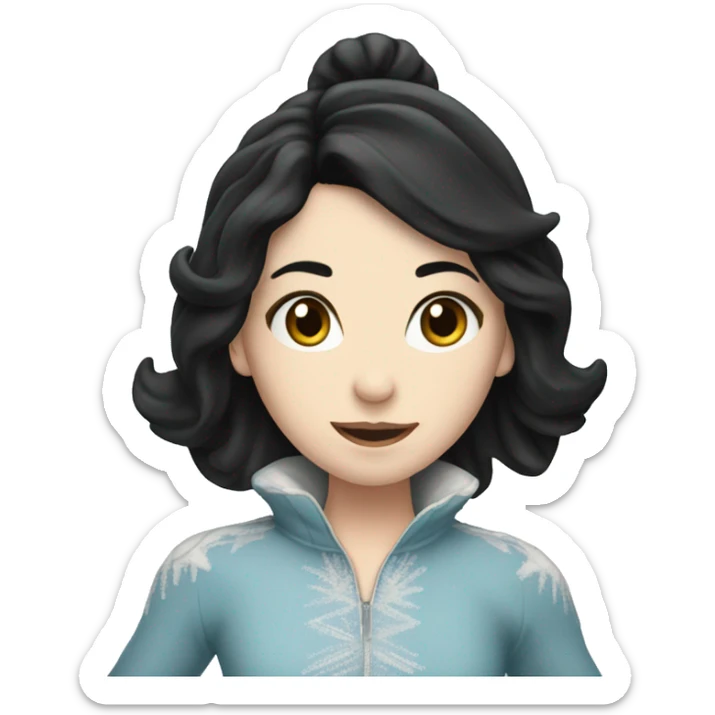 ice skater with black hair and pale skin skating trough the ice sticker