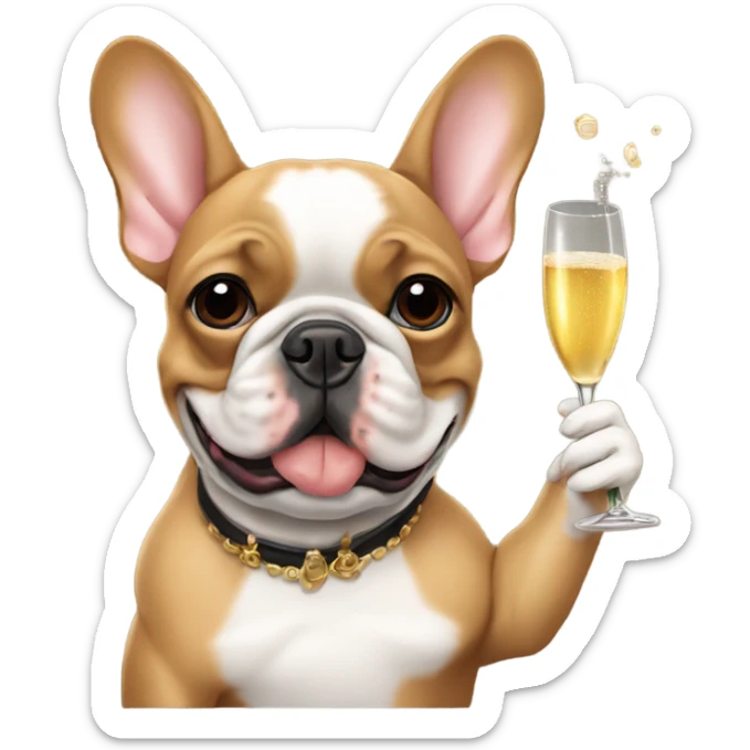 Red Fawn French bulldog drinking champagne  sticker