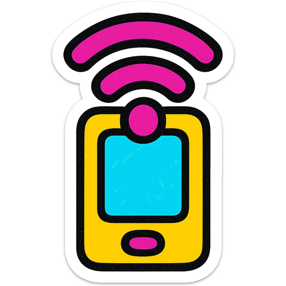 A modern, minimalistic icon of a technology symbol in flat design style, using bright and harmonious colors, suitable for mobile and web applications. sticker