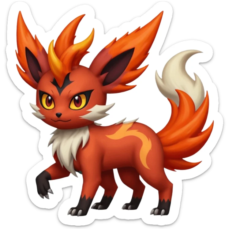 Darkrai-Scizor-Torracat-Flareon-fusion with fiery horns and a Mohawk  sticker