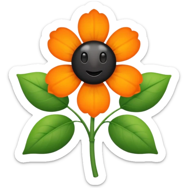 Green stem, white bud with black cartoony face: ;p. And six heart shaped yellowish orange petals sticker