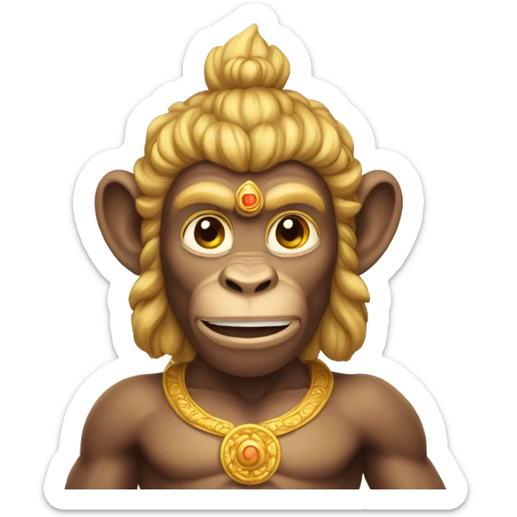 Hanuman The Monkey God with Golden hair and fair skinned muscular Body sticker