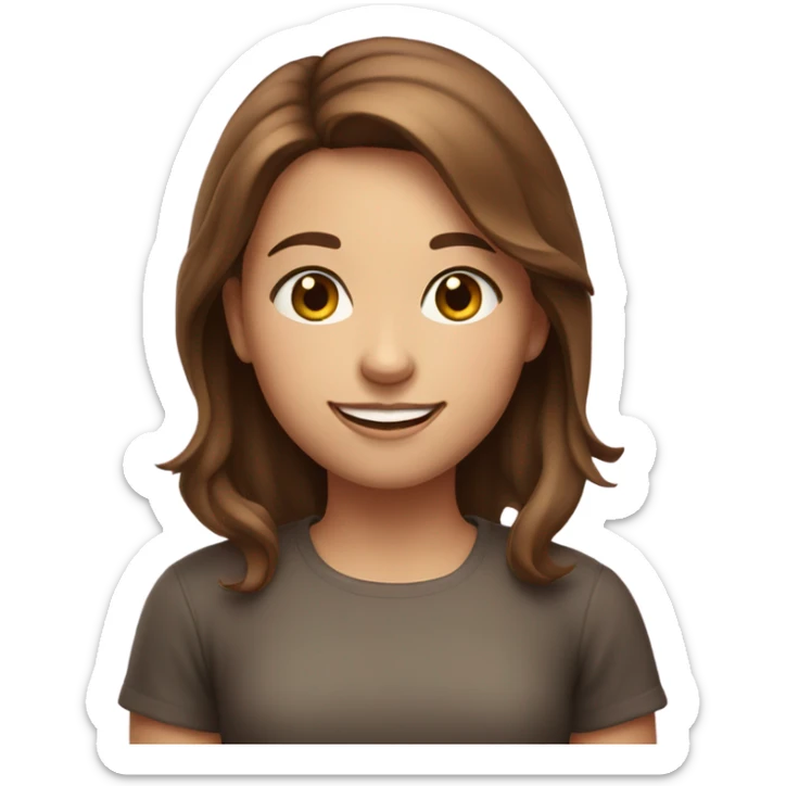 a girl with brown hair with beautiful smile and shiny eyes with pink cheeks  sticker