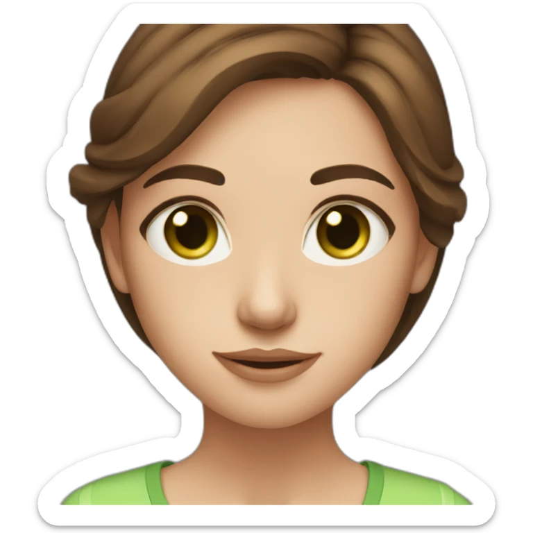 straight brown hair girl with green eyes and freckles from head to chest sticker