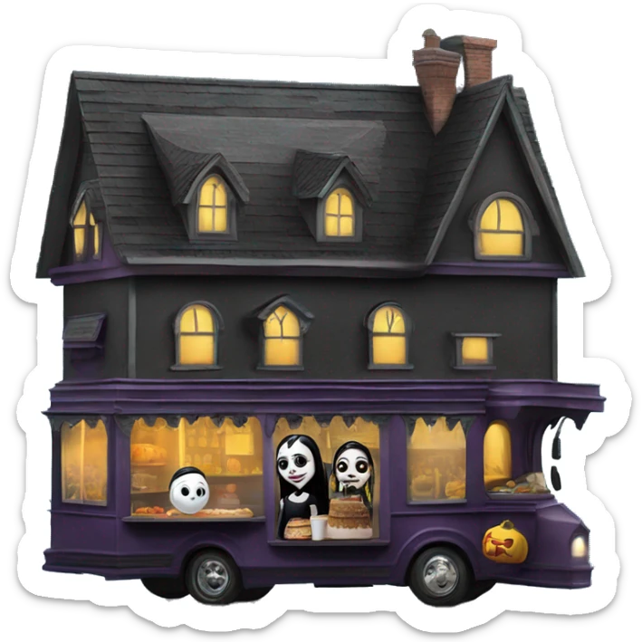 Reality Wednesday Addams haunted dream house on food truck  sticker