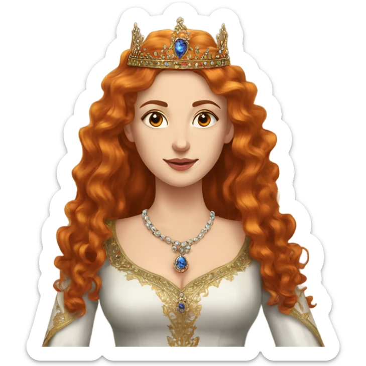 Hurrem Sultan 1 face orange wavy hair long hair and crown  sticker