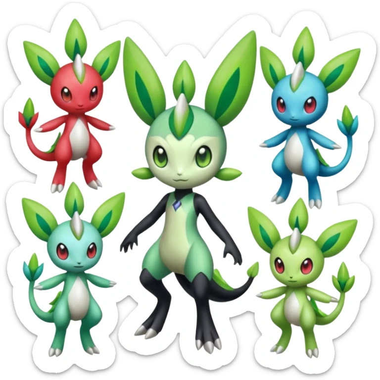 Meloetta-Celebi-Shaymin-Virizion-Zygarde-Electrike-Fakémon-fusion, full body sticker