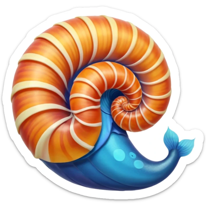 a colorful cute nautilus with feet that looks like it is swimming sticker