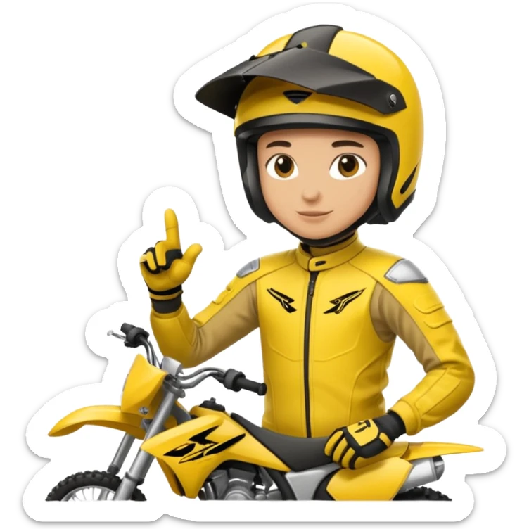dirtbike rider in yellow gear signing autographs sticker