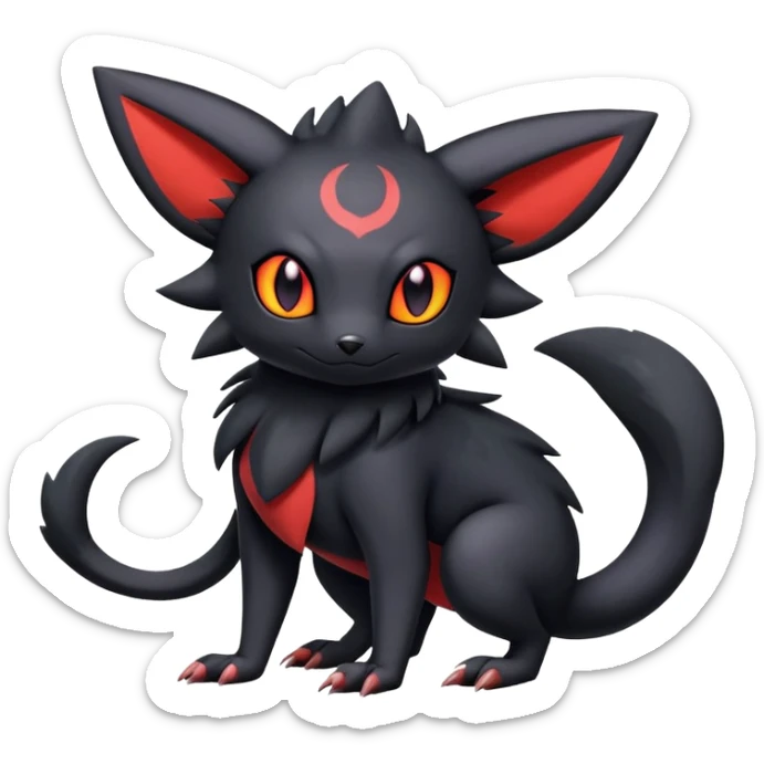 Salandit-Umbreon-Litten-Zorua-Noibat-Fakémon-hybrid-creature (full body)  sticker