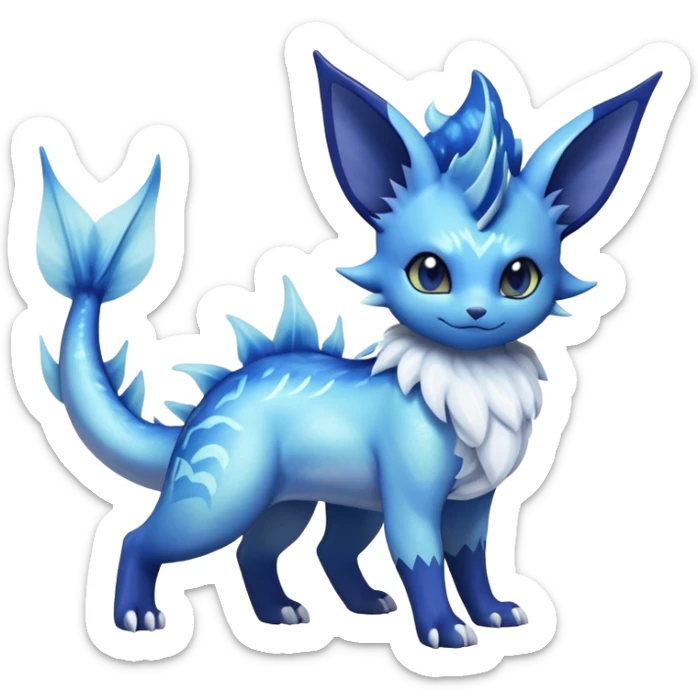 Nebulae Noibat-Vaporeon-Meowstic-Fakémon-hybrid-creature (full body)  sticker