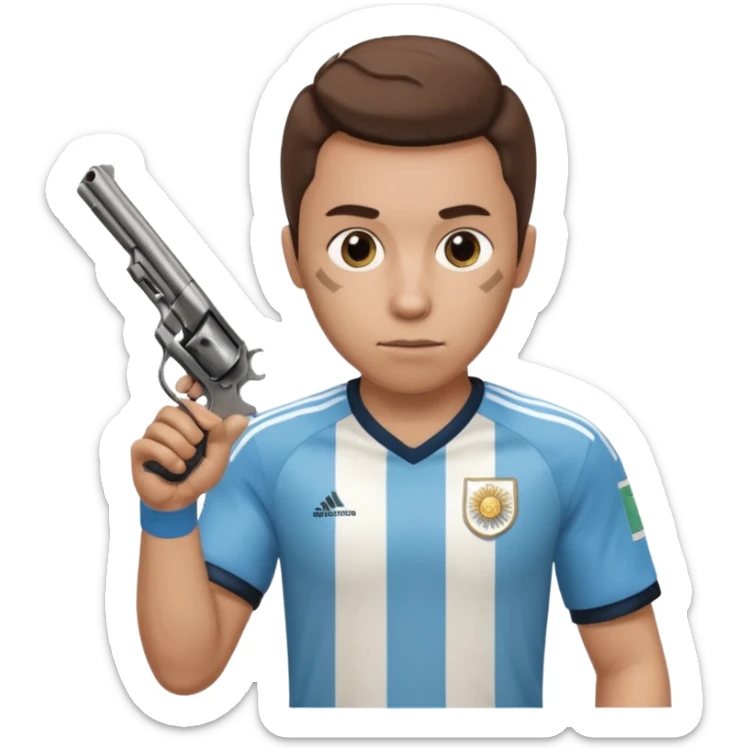 haz un turro con una biszera para atras y con un arma remera argentina pero arma de fuego que tenga un revolver  solo sticker
