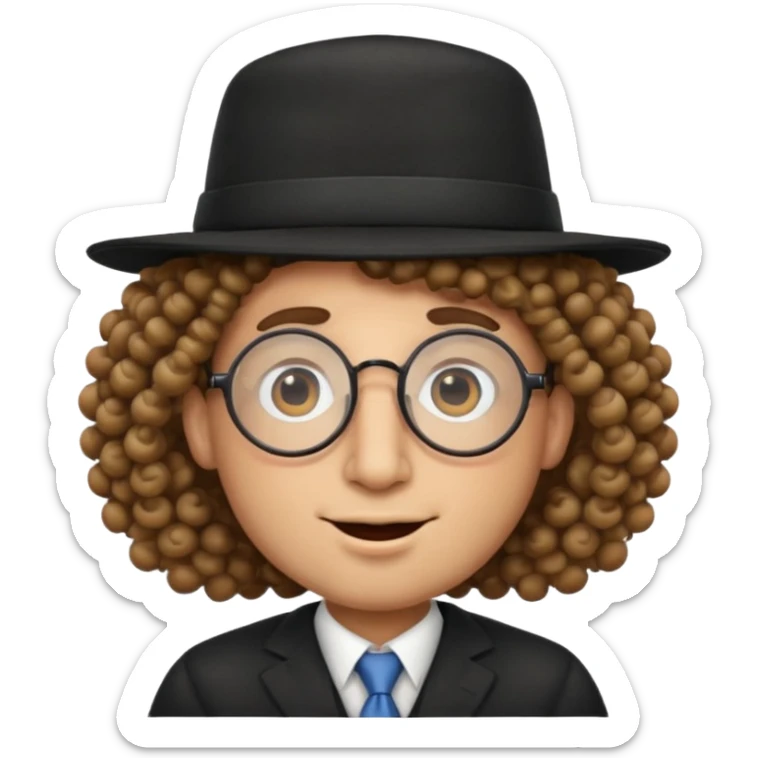 Creami un emoji stile whatsapp dello stereotipo dell ebreo con il nasone e i capelli da ebreo gli occhiali rotondi e il cappello da ebreo  sticker
