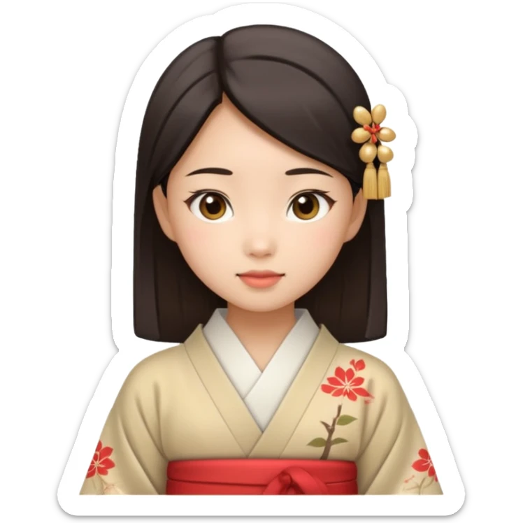 Asian girl wearing traditional Japanese clothes sticker