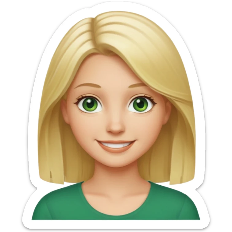 White girl with blonde shoulder length hair and green eyes sticker