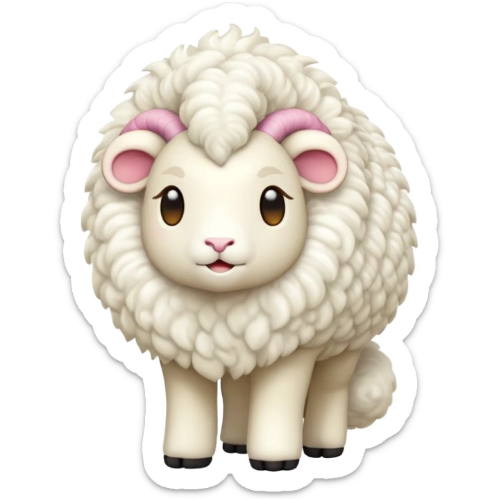 cinematic-[ram]-realistic-full-body-standing-emoji,-tail-flicking-lazily,-head-tilted-dramatically,-curly-[white]-fur,-simplified-yet-realistic-focused-features,-highly-detailed,-glowing-with-an-almost-sarcastic-glow sticker