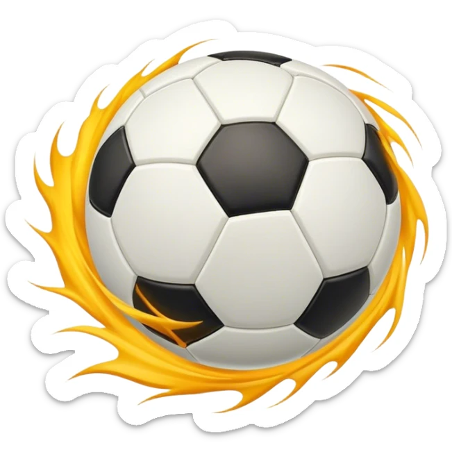 Cinematic Realistic image of a soccer ball soaring through the air, capturing dynamic motion and finely detailed textures with a dramatic, high-energy lighting that evokes the thrill of the game sticker