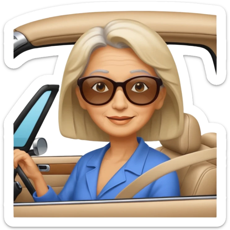 Stikers of mom which is a bit old and is relax and I will put her in a car sticker