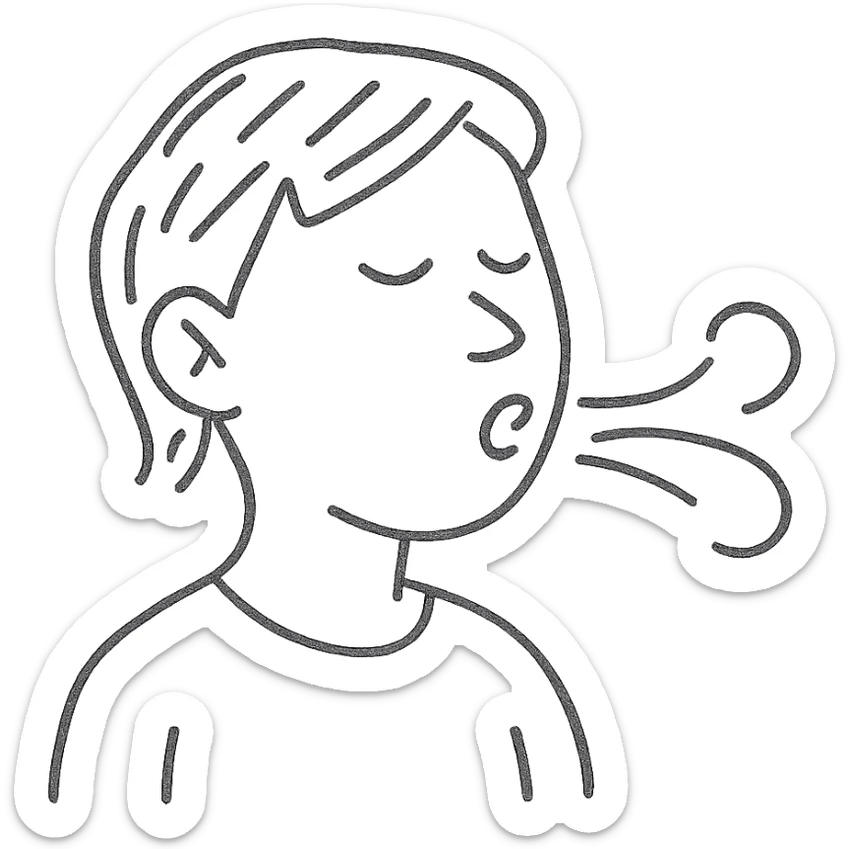 hand drawn sketch style icon of a person breathing through the mouth sticker