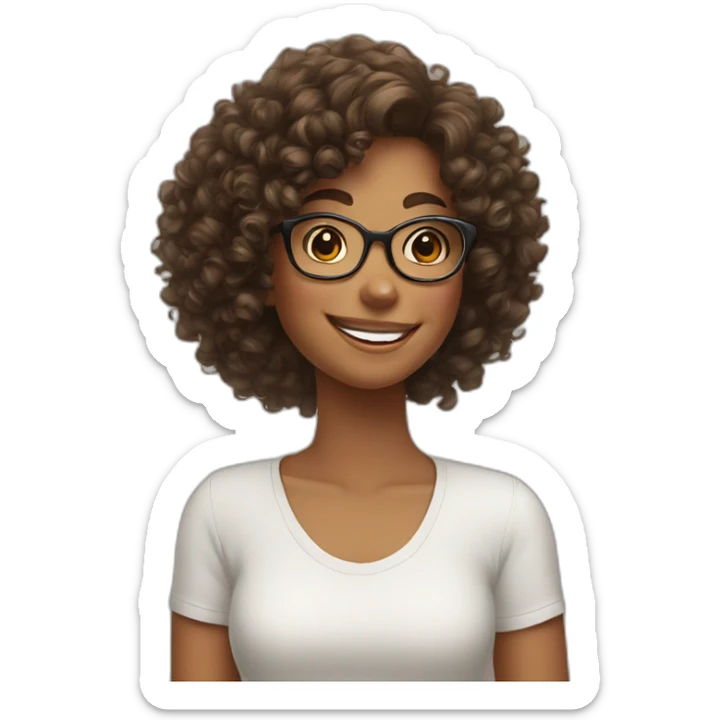 big smile girl con curly girl and glasses sticker
