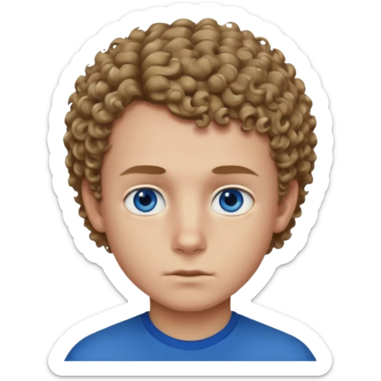 boy with deep blue eye, short curly dark blonde hair with strong jaw sticker