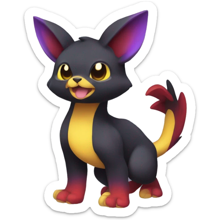 Cute cool dark black red purple yellow animal hybrid Fakemon full body sticker