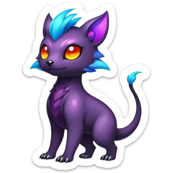 Cute cool colorful dark nebula fantasy animal hybrid Fakemon full body sticker