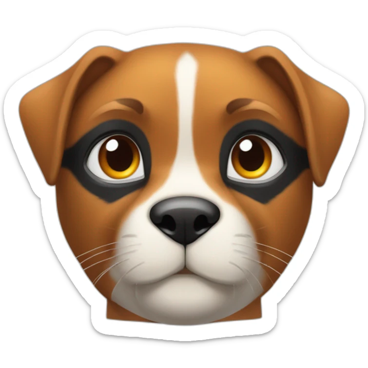 Un grand chat noir aux yeux rouges et un chaton roux ou noir et un boxer chien blanc sticker